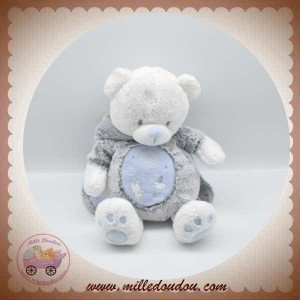 MOTS D'ENFANTS SOS DOUDOU OURS BLANC CORPS GRIS FLUORESCENT BLEU