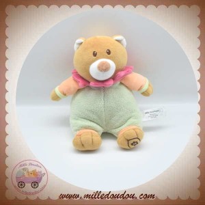 DBB REMOND SOS DOUDOU OURS BEIGE PLUME VERT ROSE 18cm