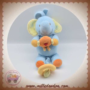 BEBEREVE SOS DOUDOU ELEPHANT BLEU OISEAU ORANGE MUSICAL