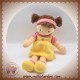 NOUNOURS SOS DOUDOU POUPEE BRUNE ROBE JAUNE FLEUR