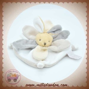 DOUDOU ET COMPAGNIE SOS LAPIN PLAT GRIS TAUPE FLEUR