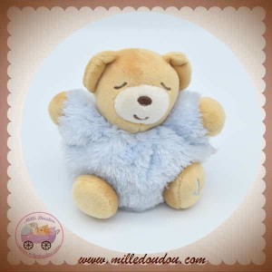 KALOO SOS DOUDOU OURS BEIGE CORPS BOULE BLEU PLUME 10 cm