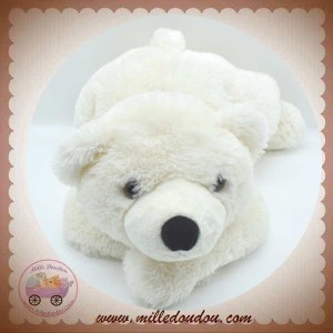 HISTOIRE D'OURS SOS DOUDOU OURS POLAIRE ALLONGE BLANC 45cm