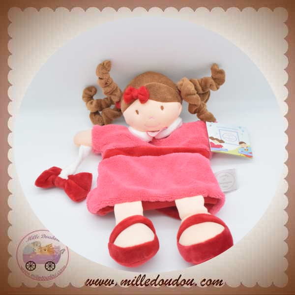 Doudou plat poupée fille rose BERLINGOT