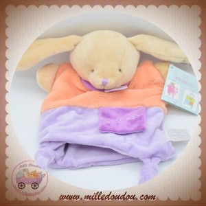 DOUDOU ET COMPAGNIE SOS LAPIN MARIONNETTE ORANGE VIOLET BISOUS DC2784