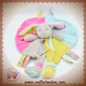 DOUDOU ET COMPAGNIE SOS LAPIN PLAT OVAL ROSE BLEU GRIS ETIQUETTES GATEAUX