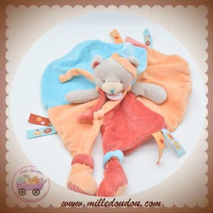 DOUDOU ET COMPAGNIE SOS OURS PLAT OVAL ORANGE BLEU ETIQUETTES GATEAUX