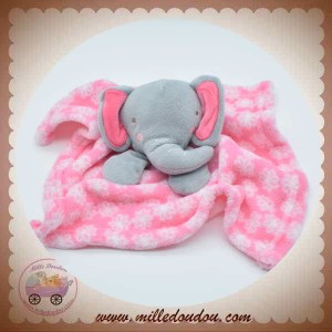 BABYGRO SOS DOUDOU ELEPHANT GRIS PLAT PLAID ROSE FLEUR