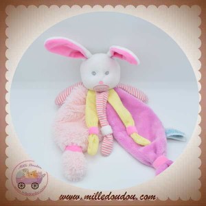 BABYNAT BABY NAT SOS DOUDOU LAPIN PLAT POIL ROSE FUSHIA JAUNE POUPI