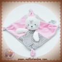 MOTS D'ENFANTS SOS DOUDOU CHAT PLAT GRIS ROSE HIVER DOUX