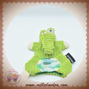 LES DEGLINGOS SOS DOUDOU CROCODILE VERT PLAT MARIONNETTE