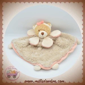 Peluche ours beige à coeur et fleur 42 cm