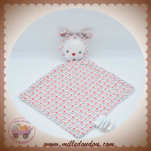 OKAIDI OBAIBI SOS DOUDOU  LAPIN PLAT TISSU ROND ROUGE FEUILLE GRIS