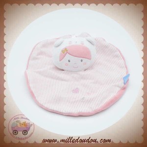 SUCRE D'ORGE SOS DOUDOU POUPEE FILLE  PLAT ROND ROSE RAYE COEUR