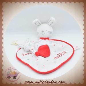 JEMINI SOS DOUDOU LAPIN PLAT BLANC ROUGE SMILE RABBIT