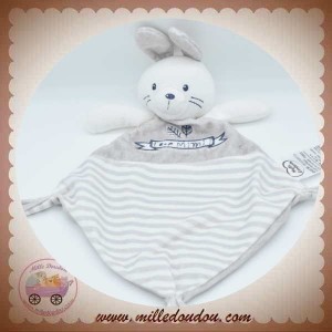 MOTS D'ENFANTS SOS DOUDOU LAPIN PLAT GRIS RAYE TROP MIMI