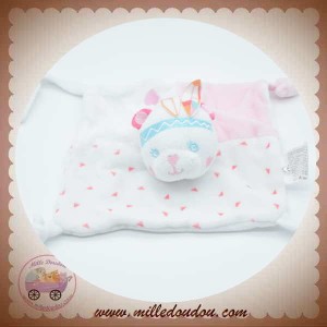 SIPLEC SOS DOUDOU OURS INDIEN PLAT BLANC ROSE NOEUD