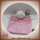 MOTS D'ENFANTS SOS DOUDOU CHAT PLAT ROSE PAPILLON