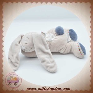 NOUKIE'S SOS DOUDOU LAPIN BAO WAPI GRIS BLEU ALLONGE