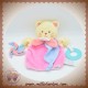 DOUDOU ET COMPAGNIE CHAT MARIONNETTE JAUNE ET ROSE ANNEAU DENTITION