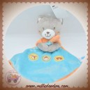 TEX SOS DOUDOU CHAT OURS GRIS PLAT LOSANGE BLEU ORANGE INDIEN