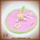 KALOO SOS DOUDOU LAPIN PLAT ROND ROSE DOS VERT FLEUR