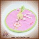 KALOO SOS DOUDOU LAPIN PLAT ROND ROSE DOS VERT FLEUR