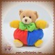 SOS DOUDOU OURS BOULE BLEU ROUGE JAUNE NOEUD VERT