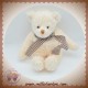 LA GALLERIA SOS DOUDOU OURS ECRU BLANC ECHARPE VICHY MARRON