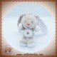 AUCHAN SOS DOUDOU LAPIN BEIGE MARRON ETOILE FLEUR