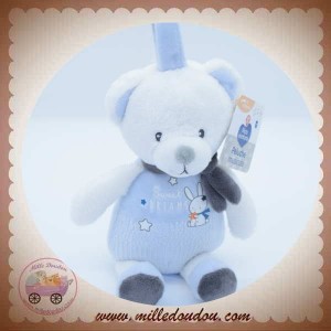 MOTS D'ENFANTS SOS DOUDOU OURS BLANC CORPS BLEU MUSICAL SWEET DREAMS