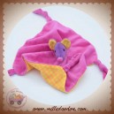 SOS DOUDOU SOURIS VIOLETTE PLAT ROSE VICHY ORANGE JAUNE