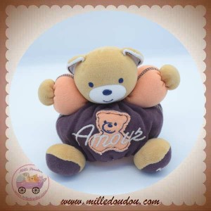 KALOO SOS DOUDOU OURS BEIGE BOULE TISSU ORANGE AMOUR