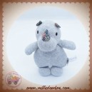 CYRILLUS SOS DOUDOU RHINOCEROS GRIS CORNE FLEUR