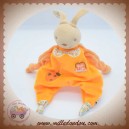 QUE DU BONHEUR SOS DOUDOU LAPIN BEIGE PLAT ORANGE COCCINELLE NOEUD FLEUR