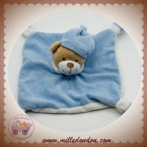 MES PETITS CAILLOUX CMP SOS DOUDOU OURS BEIGE CORPS PLAT BLEU BLANC BONNET