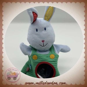 OXYBUL SOS DOUDOU LAPIN BLEU VERT MARIONNETTE MIROIR