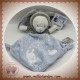 MOTS D'ENFANTS SOS DOUDOU OURS BLANC DEGUISE EN LAPIN GRIS PLAT FLUORESCENT BLEU