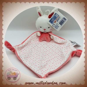 MOTS D'ENFANTS SOS DOUDOU LAPIN BLANC ROSE CAPE MOUCHOIR COEUR