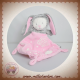 MOTS D'ENFANTS SOS DOUDOU OURS BLANC DEGUISE EN LAPIN GRIS PLAT FLUORESCENT ROSE