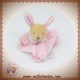 SOS DOUDOU ET COMPAGNIE LAPIN PLAT LANGE TISSU ROSE MINI DC2357