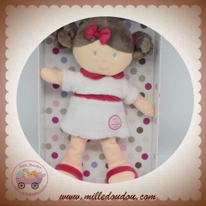 DOUDOU ET COMPAGNIE SOS MELLE POUPEE FILLE ROBE BLANCHE ROSE FUSHIA DC2308