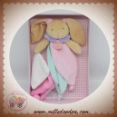 DOUDOU ET COMPAGNIE SOS LAPIN BEIGE MICROFIBRE ROSE MOUCHOIR DC2806