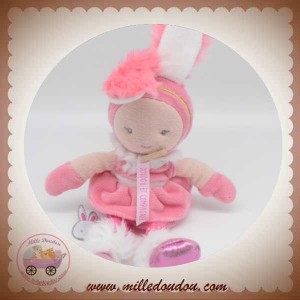 Doudou et compagnie plat poupée fille rose mauve vert Les