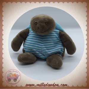 TCF DOUDOU PELUCHE  TORTUE MARRON RAYE BLEU COMPTOIR FRANCAIS DE LA MODE