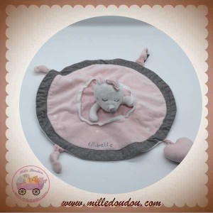 SOS SAUTHON DOUDOU SOURIS PLAT ROSE GRIS ROND LILIBELLE