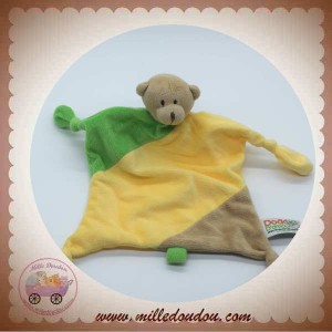 Doudou Ours marron jaune fleur 24 cm NICOTOY