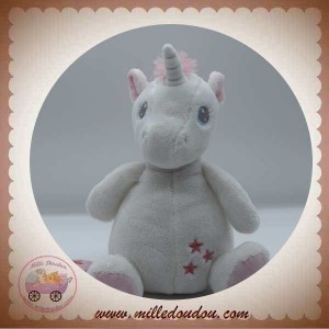 TEX SOS DOUDOU LICORNE BLANC ROSE ETOILE MUSICAL 24CM