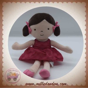 OKAIDI OBAIBI SOS DOUDOU POUPEE BRUNE ROBE ROSE