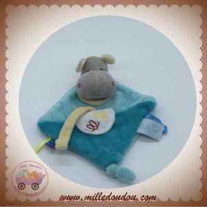 BABYNAT BABY NAT SOS DOUDOU HIPPOPOTAME PLAT BLEU ETOILE ATTACHE TETINE